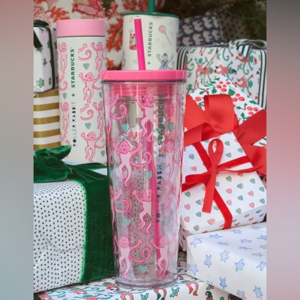 Starbucks X Roller Rabbit Pink Tumbler with Straw - Limited Release